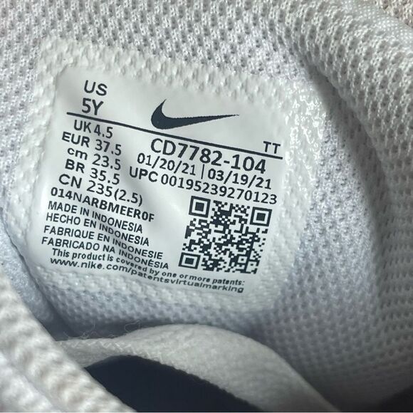 Nike Court Borough Mid 2 (GS) Shoe Size 5Y White/Dark Beetroot Style CD7782-104 - Picture 5 of 8